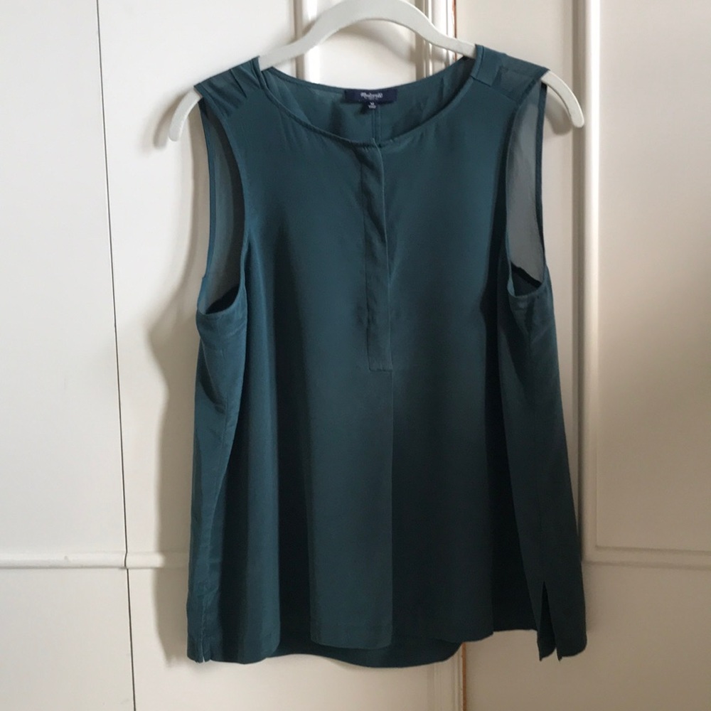 Madewell Silk Composition Tank Top in Dark Spruce